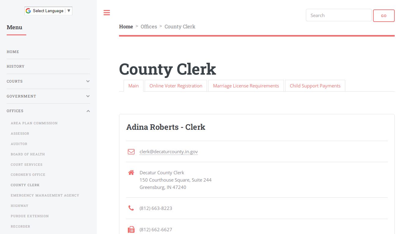 County Clerk: Decatur County Indiana