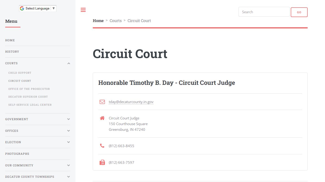 Circuit Court: Decatur County Indiana